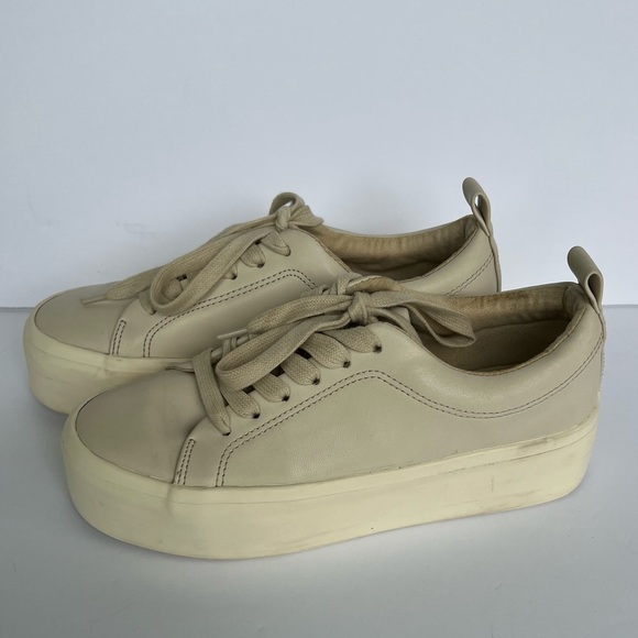 ZARA beige cream platform lace up sneakers women's size 7